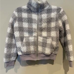Art Class Kids Checkered Soft Jacket - Gray and White Size 7-8 medium